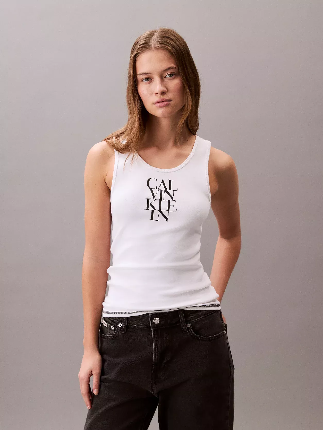 Logo Graphic Ribbed Tank Top